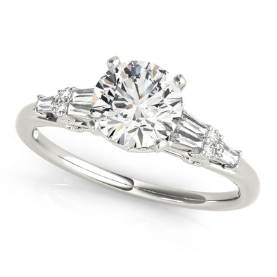 Tapered Baguette and Round Diamond Engagement Mounting