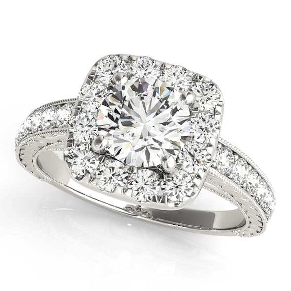 Cushion Cut Halo and Channel Set Diamond Engagement Mounting