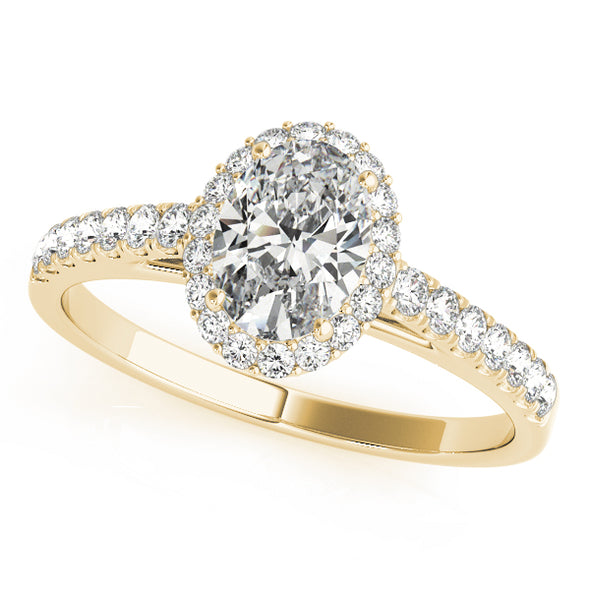 Oval Diamond Halo and Single Row Diamond Mounting