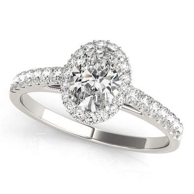 Oval Diamond Halo and Single Row Diamond Mounting