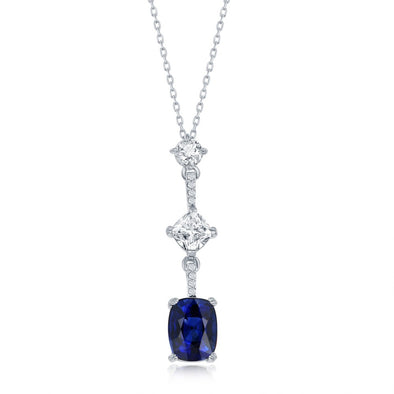 Oval Simulated Sapphire and Cubic Zirconia Pendant