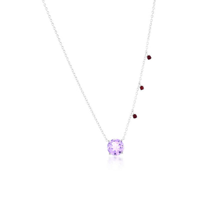 Simulated Amethyst and Triple Garnet Accented Necklace