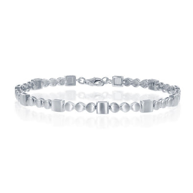 Round and Square Disc Design Tennis Style Bracelet