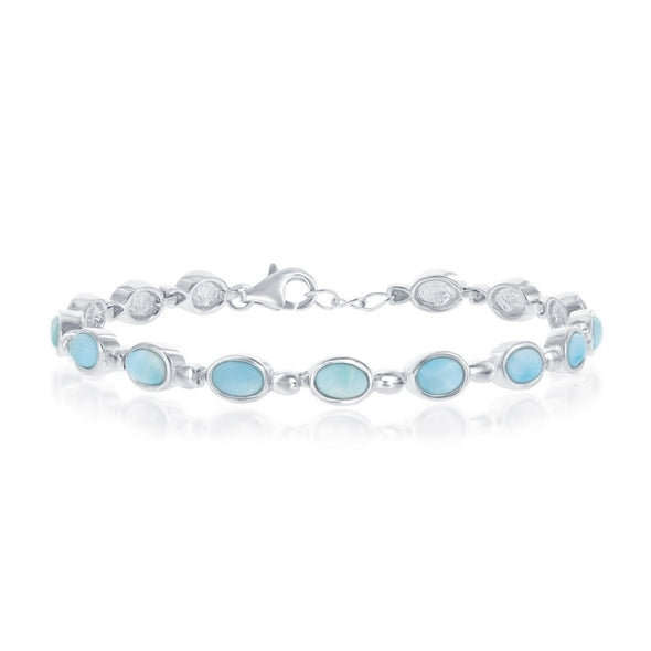 Bezel Set Oval Larimar Bracelet