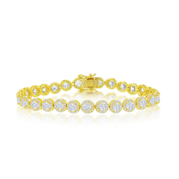 Round Halo Accented Cubic Zirconia Tennis Bracelet