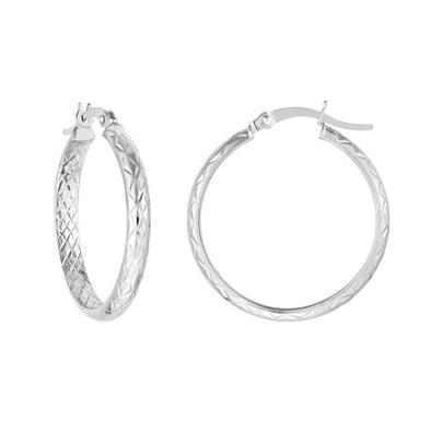 Etched Design Inside Outside Hoop Earrings