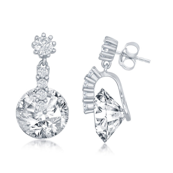 Round Cubic Zirconia Drop Earrings