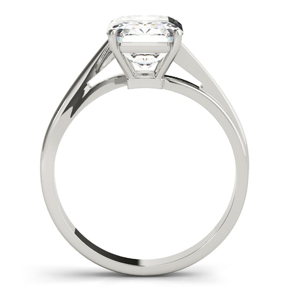 Emerald Shape Asymmetrical Design Solitaire Mounting