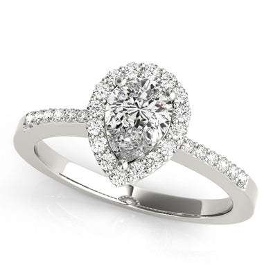 Pear Shaped Diamond Halo and Single Row Mounting