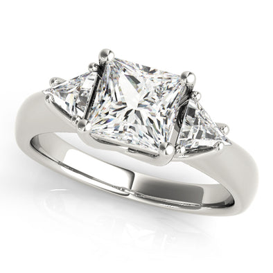 Princess Cut Trillion Side Diamond Three Stone Mounting