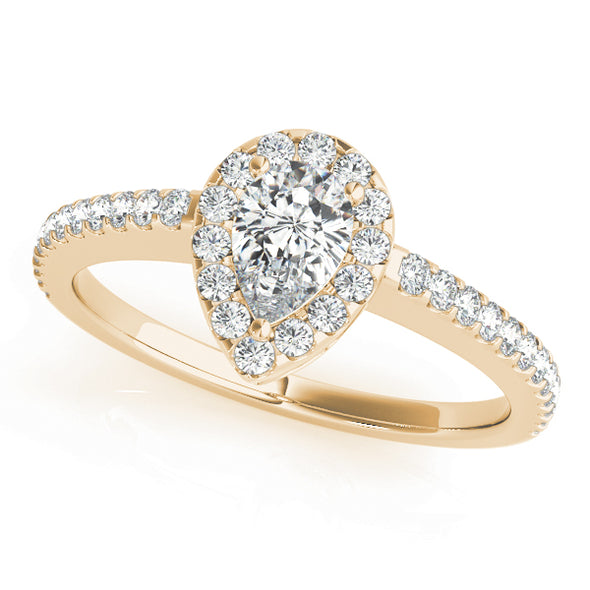 Pear Shaped Diamond Halo and Single Row Mounting