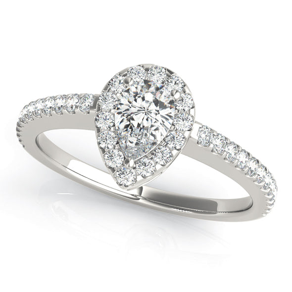 Pear Shaped Diamond Halo and Single Row Mounting