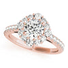 Round Diamond Halo and Diamond Shank Engagement Mounting