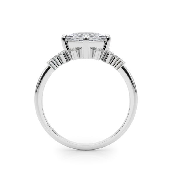 Asymmetrical Princess Cut and Round Diamond Accented Mounting