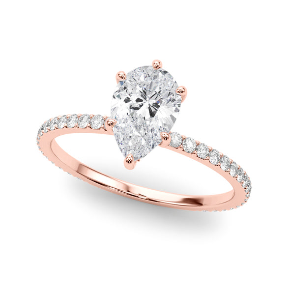 Pear Shaped Single Row Diamond and Hidden Halo Mounting