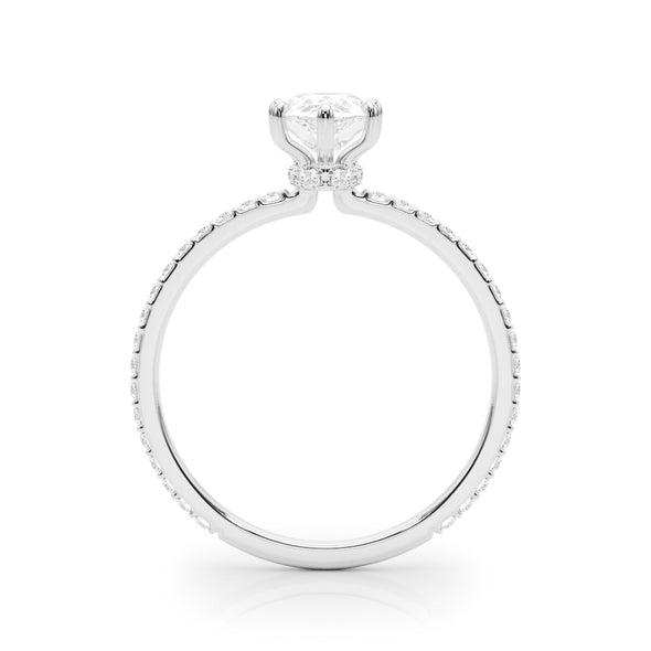 Pear Shaped Single Row Diamond and Hidden Halo Mounting