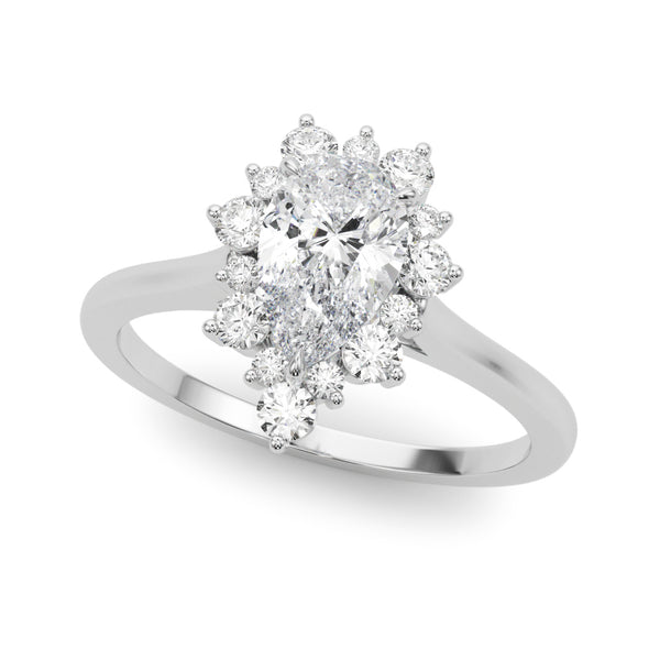 Pear Shaped Flower Design Diamond Halo Mounting