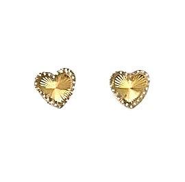 Diamond Cut Heart Design Stud Earrings - 14kt Two-Tone Gold