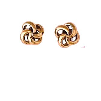 Flower Design Stud Earrings - 14kt Yellow Gold