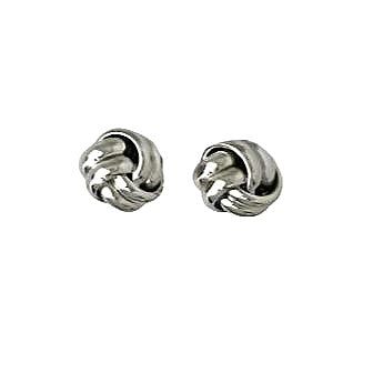 Love Knot Stud Earrings - 14kt White Gold