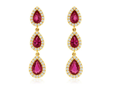 Pear Shaped Ruby Dangle Earrings