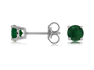 Round Emerald Stud Earrings