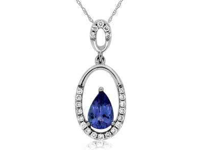 Pear Shaped Tanzanite and Diamond Pendant