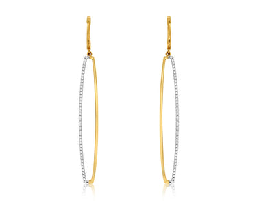 Elongated Diamond Accented Dangle Earrings