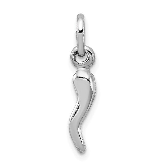 Small Solid Italian Horn - 14kt White Gold