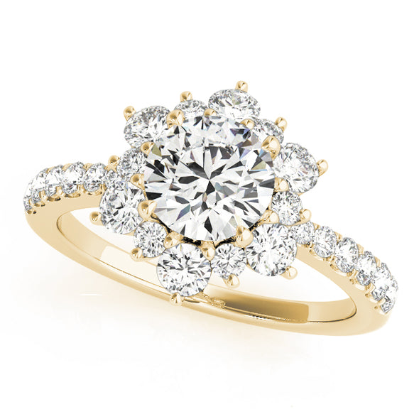 Diamond Flower Design Halo Engagement Mounting