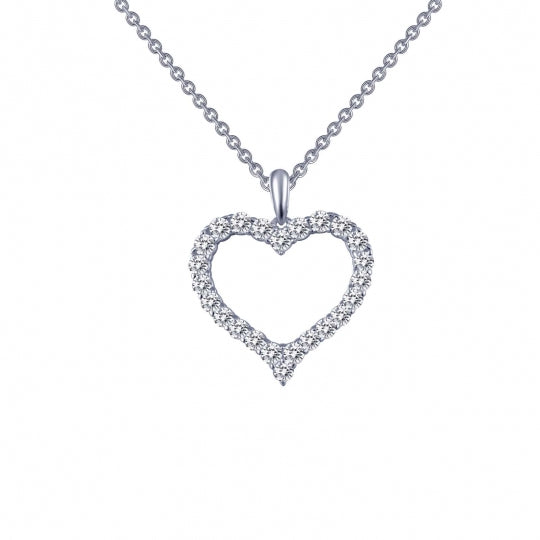 Simulated Diamond Open Heart Pendant by LaFonn - Sterling Silver