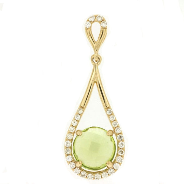 Peridot and Diamond Teardrop Design Pendant